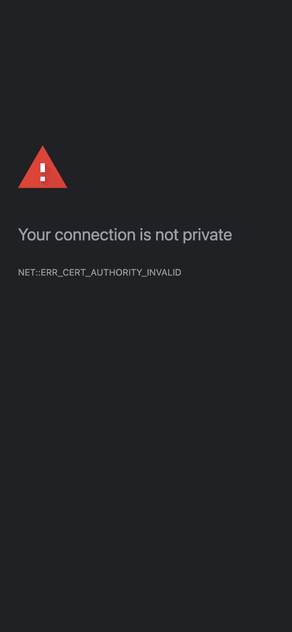 Cropped screenshot of Chrome's warning at https://mcclainroofing.com: a red warning triangle, the heading Your connection is not private, and the error NET::ERR_CERT_AUTHORITY_INVALID.
